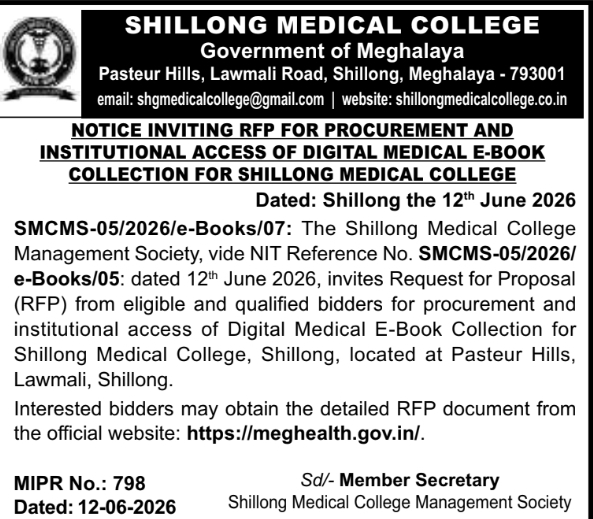 Shillong Medical College: Digital Medical E-Book Procurement RFP