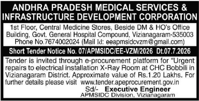 Short Tender Notice: APMSIDC Electrical Repair Project