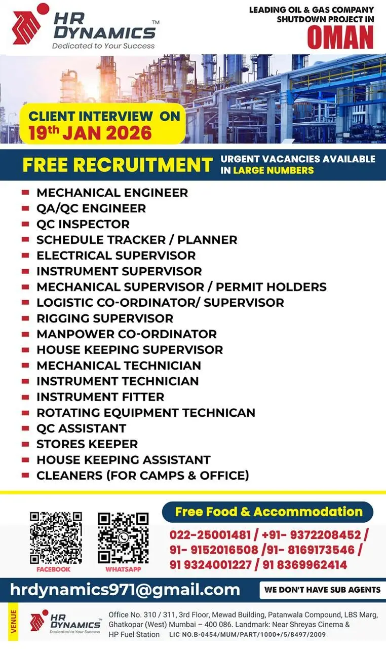 SHUTDOWN PROJECT - JOBS IN OMAN