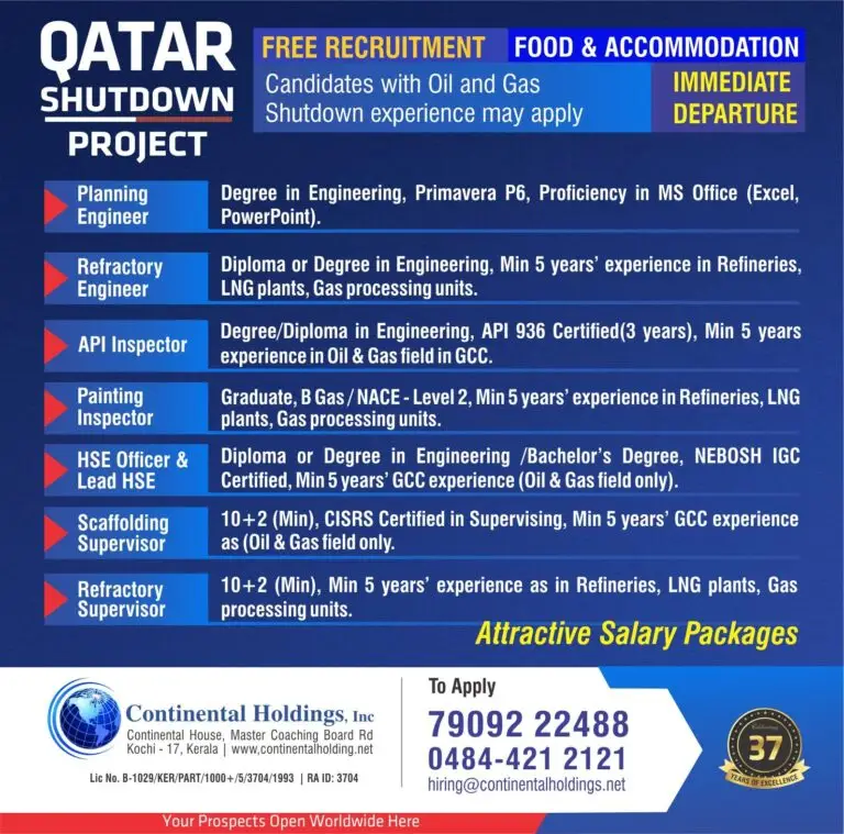 SHUTDOWN PROJECT - JOBS IN QATAR