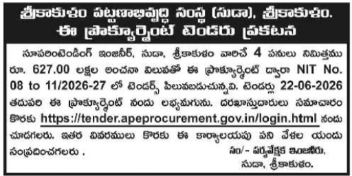 Srikakulam Urban Development Authority (SUDA) e-Procurement Tender Notice