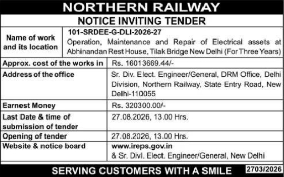 Tender for Electrical Assets Repair at Abhinandan Rest House