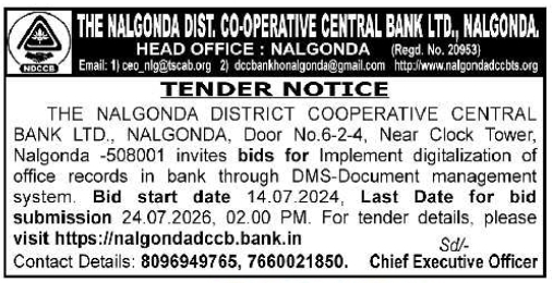 Tender Notice: Bank Office Record Digitalization