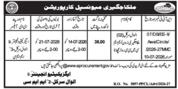 Tender Notice: CC Road Laying Works in Alwal