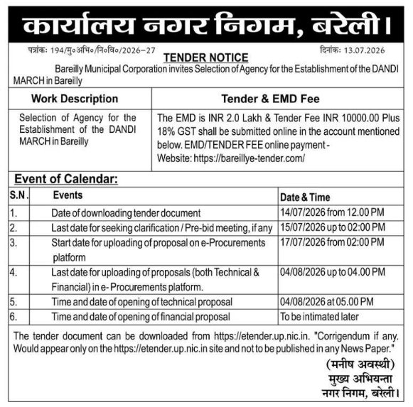 Tender Notice: Dandi March Establishment