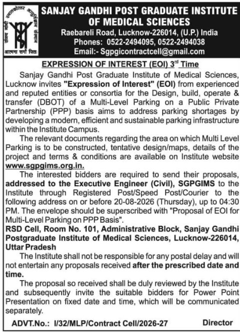 Tender Notice: EOI for Multi-Level Parking Construction