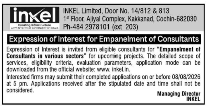 Tender Notice: Expression of Interest for Empanelment of Consultants