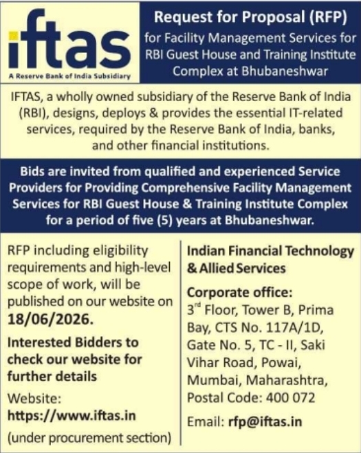Tender Notice: Facility Management Services IFTAS Bhubaneshwar