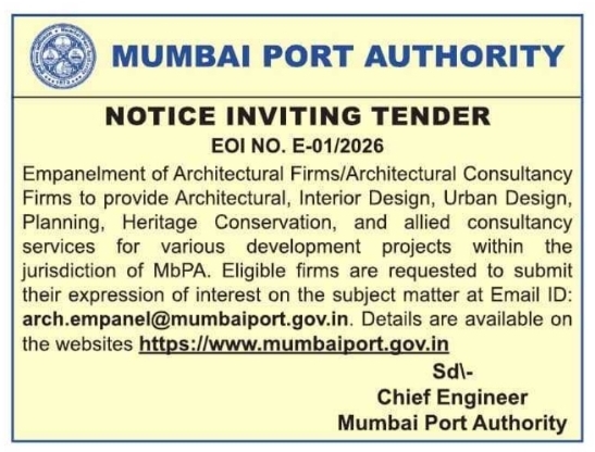 Tender Notice for Architectural and Urban Design Consultancy Empanelment
