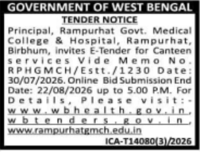 Tender Notice for Medical College Canteen Services