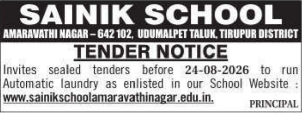 Tender Notice for Operation of Automatic Laundry Facility