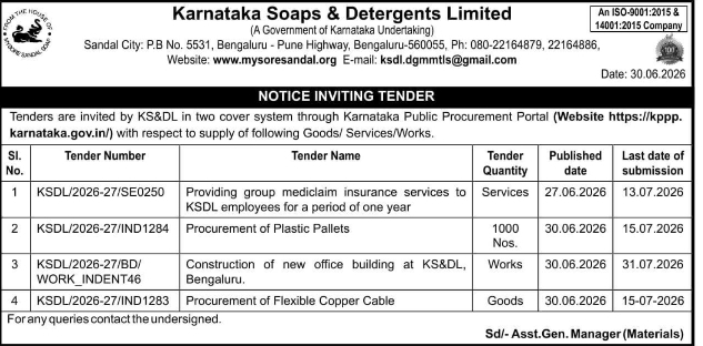 Tender Notice: Goods and Services Procurement at KSDL