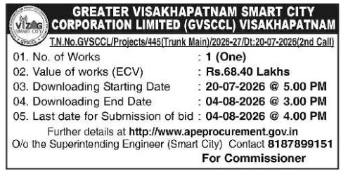 Tender Notice: Greater Visakhapatnam Smart City Corporation Limited