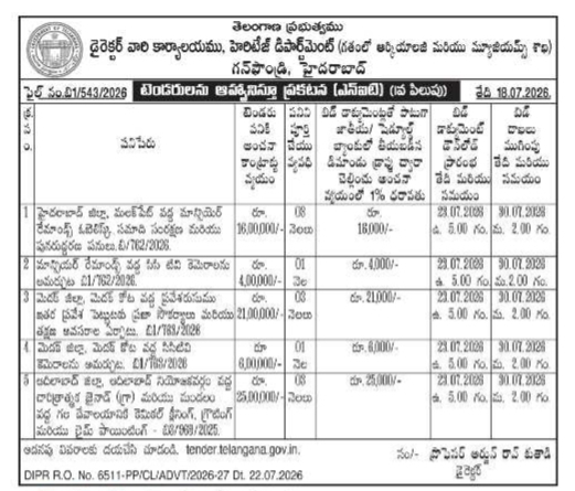 Tender Notice: Heritage Department Historical Site Maintenance