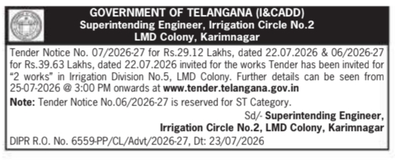 Tender Notice: Irrigation Infrastructure Construction Works