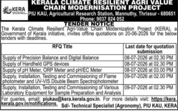 Tender Notice: Laboratory Equipment Supply by KERA Project