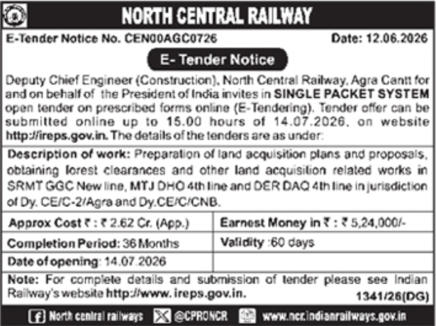 Tender Notice: Land Acquisition and Forestry Clearance Works