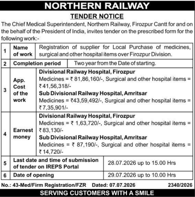 Tender Notice: Medical Supply Registration