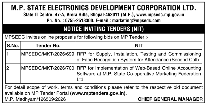 Tender Notice: MPSEDC Technology Procurement