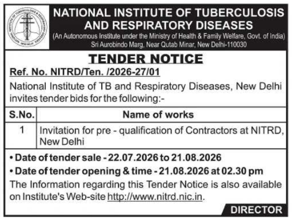Tender Notice: Pre-Qualification of Contractors