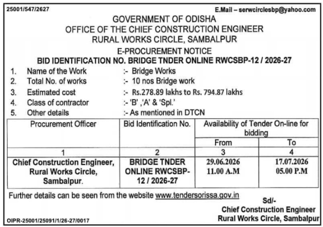 Tender Notice: Procurement of Bridge Works