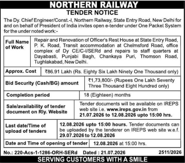 TENDER NOTICE: Repair & Renovation Work, New Delhi