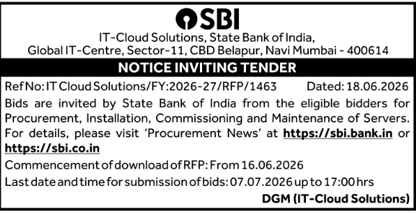 Tender Notice: Server Procurement and Maintenance SBI Navi Mumbai