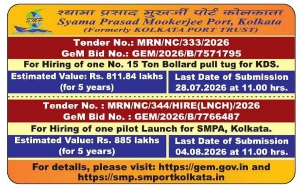 Tender Notice: Syama Prasad Mookerjee Port Vessel Hiring