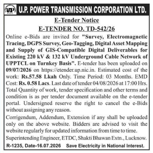 Tender Notice: Underground Cable Asset Mapping & Survey