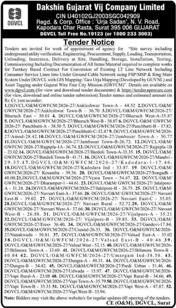 Tender Notice: Underground Cable Conversion & Infrastructure Site Survey