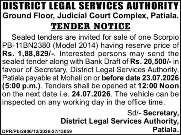 Tender Notice: Vehicle Auction