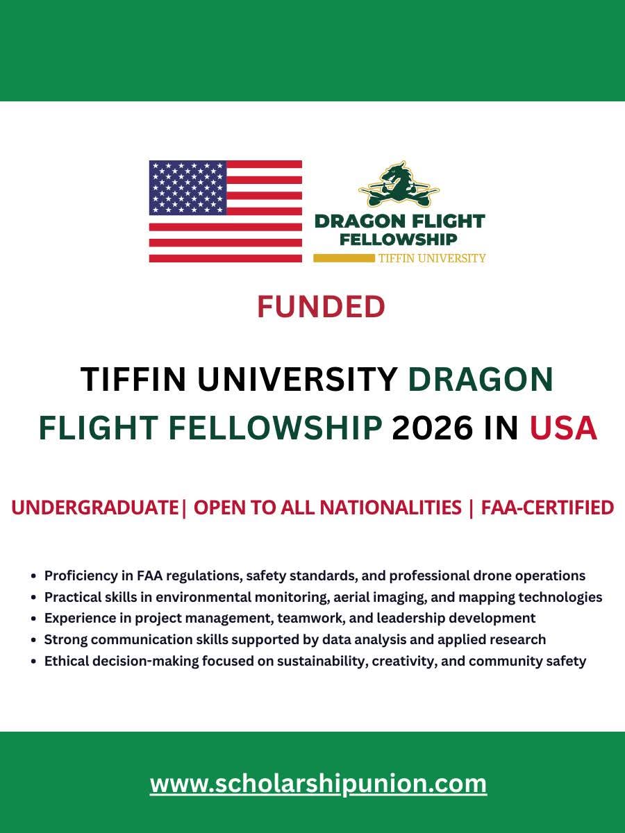 Tiffin University Dragon Flight Fellowship 2026 In USA