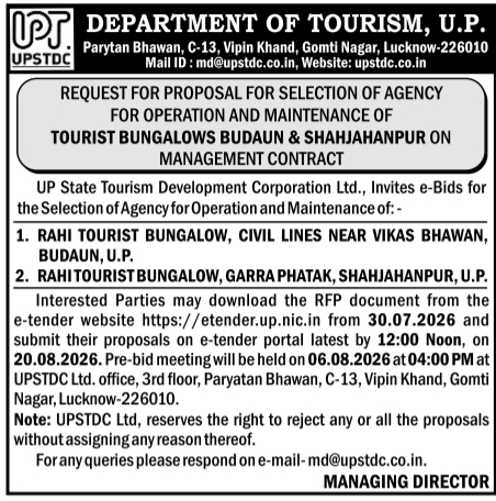 Tourist Bungalow RFP by Department of Tourism, U.P.