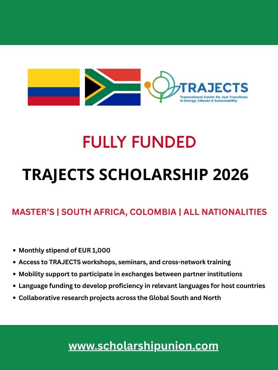 TRAJECTS Scholarship 2026 in South Africa & Colombia