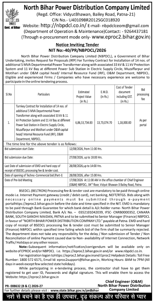 Turnkey Contract Tender for Power Transformers