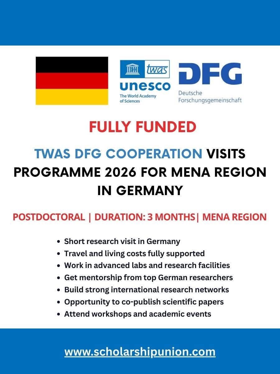 TWAS DFG Cooperation Visits Programme 2026 For Mena Region In Germany
