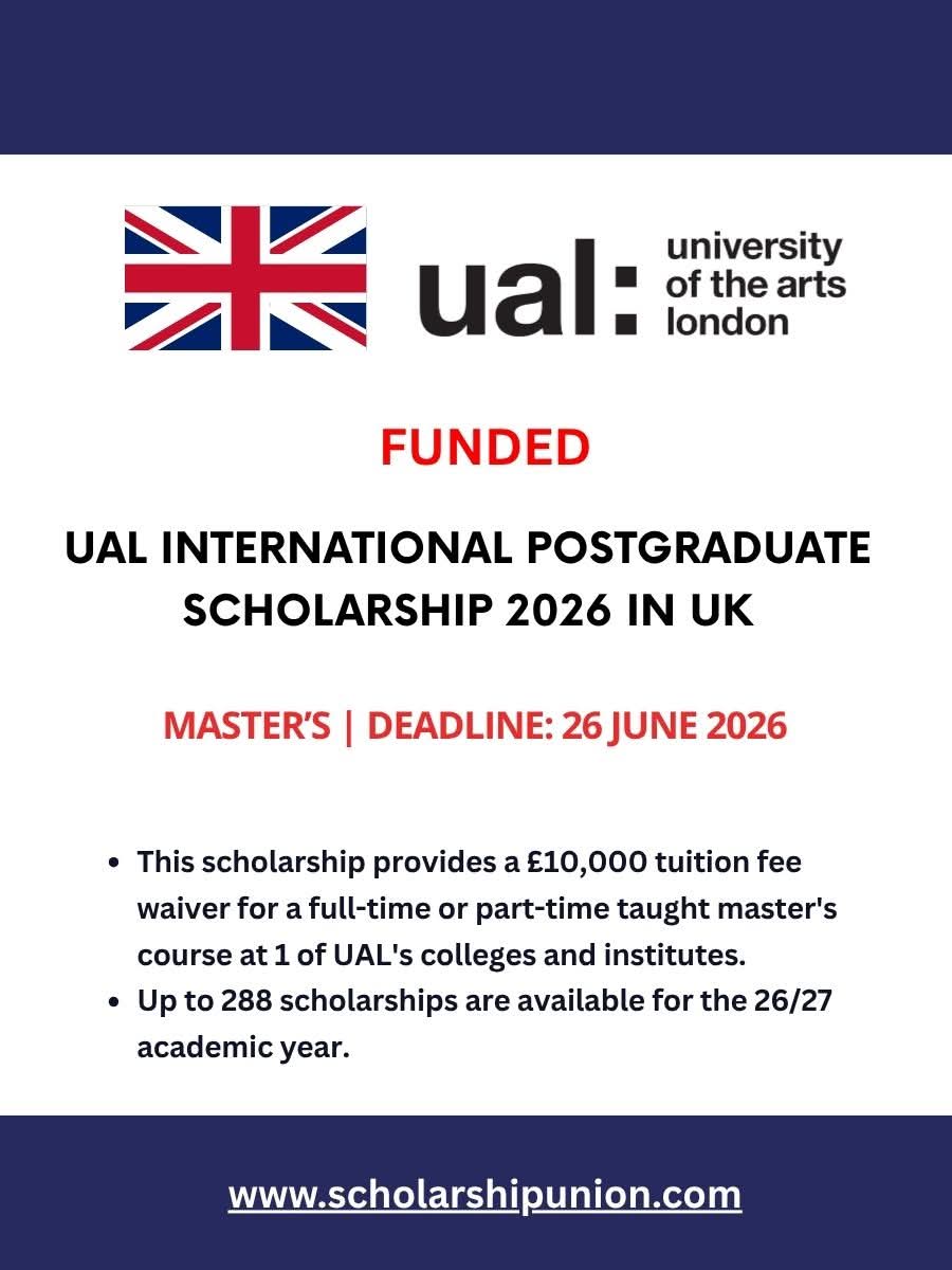 UAL International Postgraduate Scholarship 2026 in UK