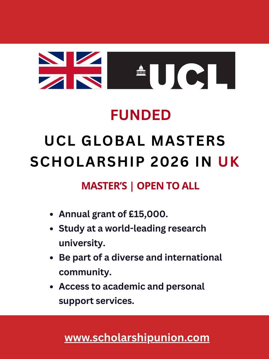 UCL Global Master's Scholarship 2026 in UK