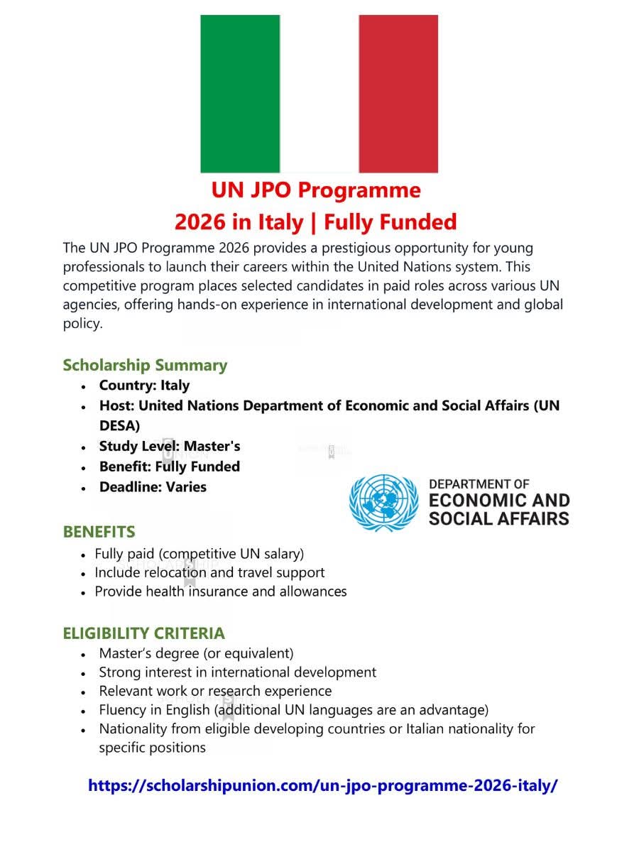 UN JPO Programme 2026 in Italy