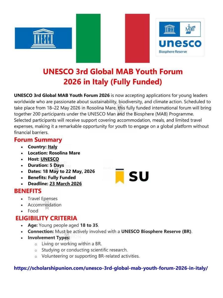 UNESCO 3rd Global MAB Youth Forum 2026 In Italy