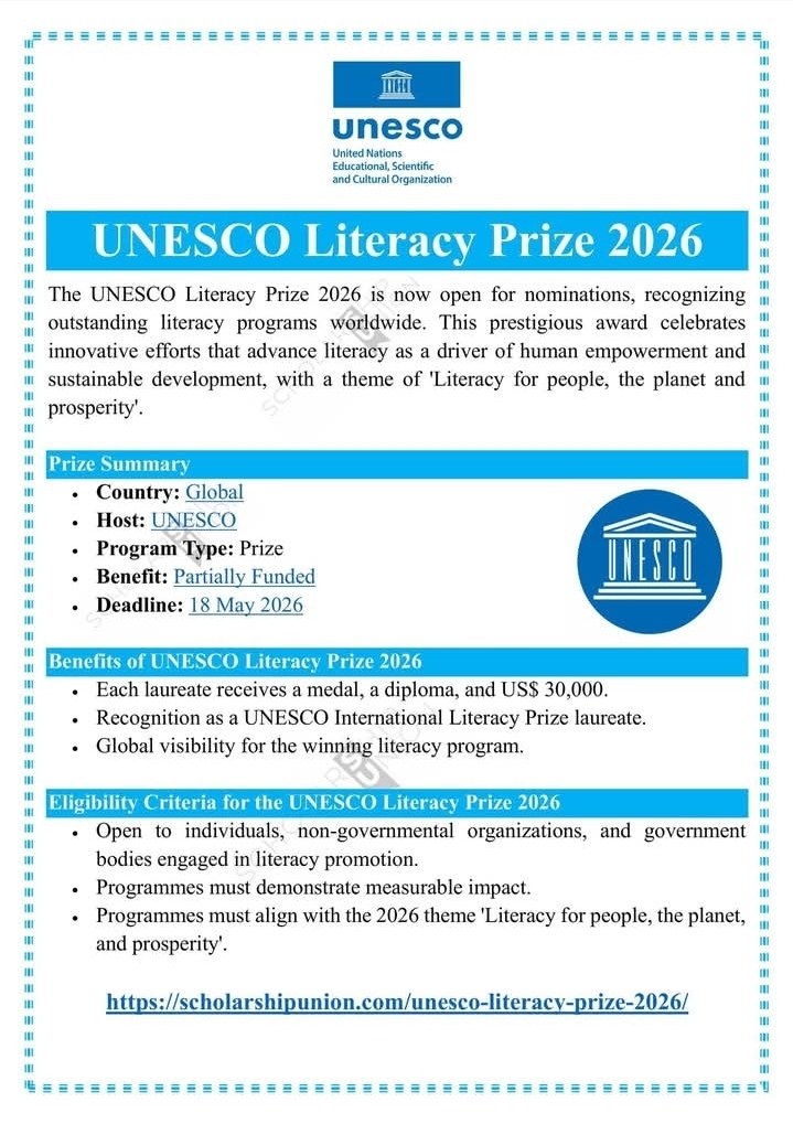 UNESCO Literacy Prize 2026