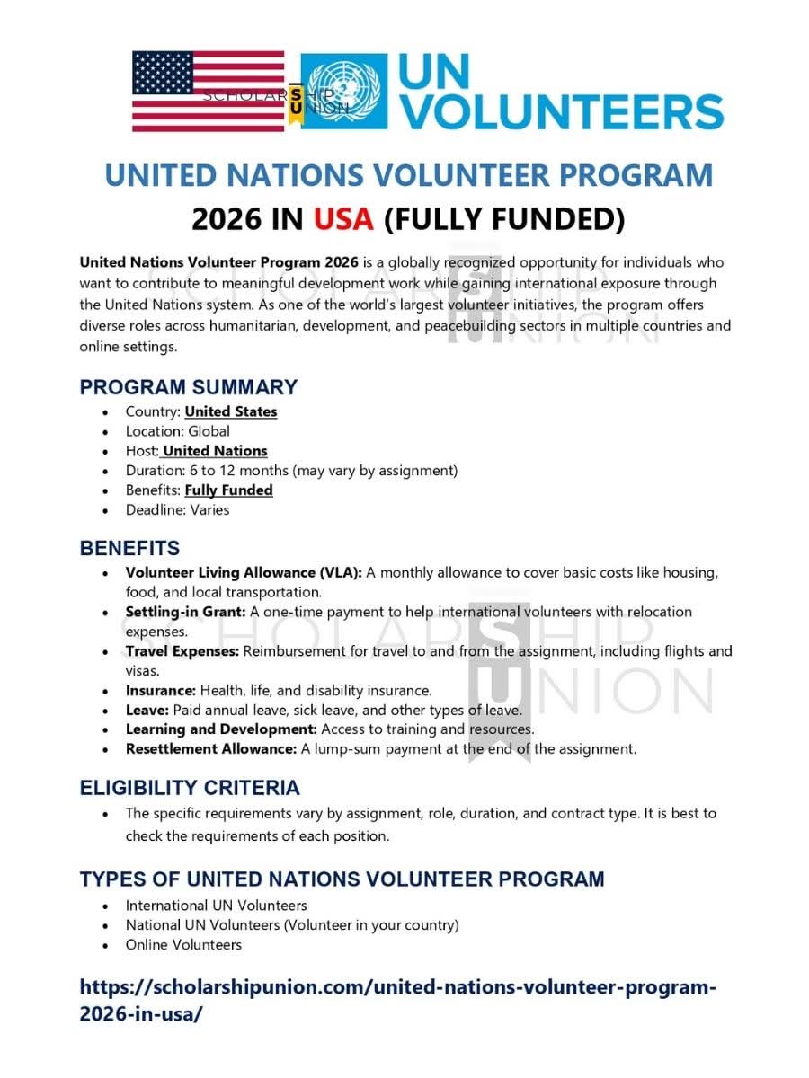 United Nations Volunteer Program 2026 in USA