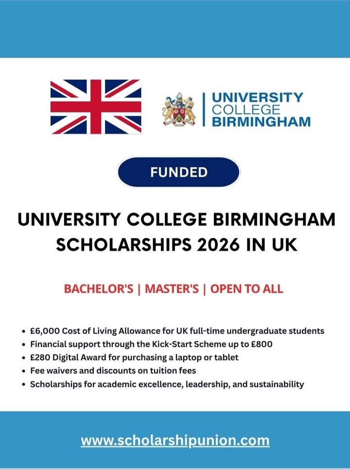 University College Birmingham Scholarships 2026 in UK