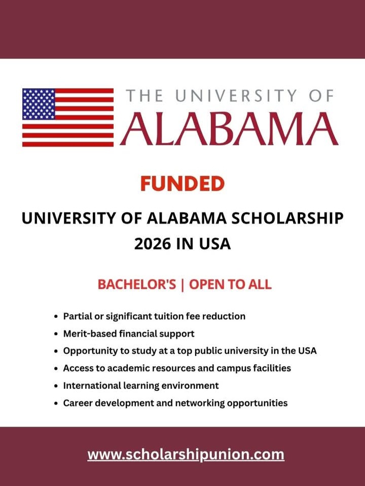 University of Alabama Scholarship 2026 in USA
