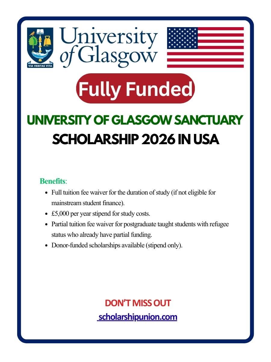University of Glasgow Sanctuary Scholarship 2026 in USA