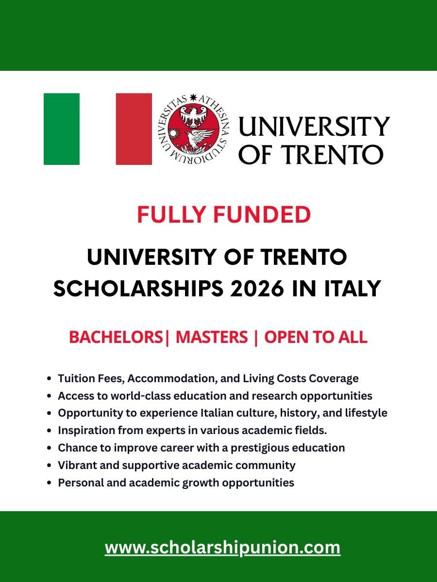 University of Trento Scholarships 2026 in Italy
