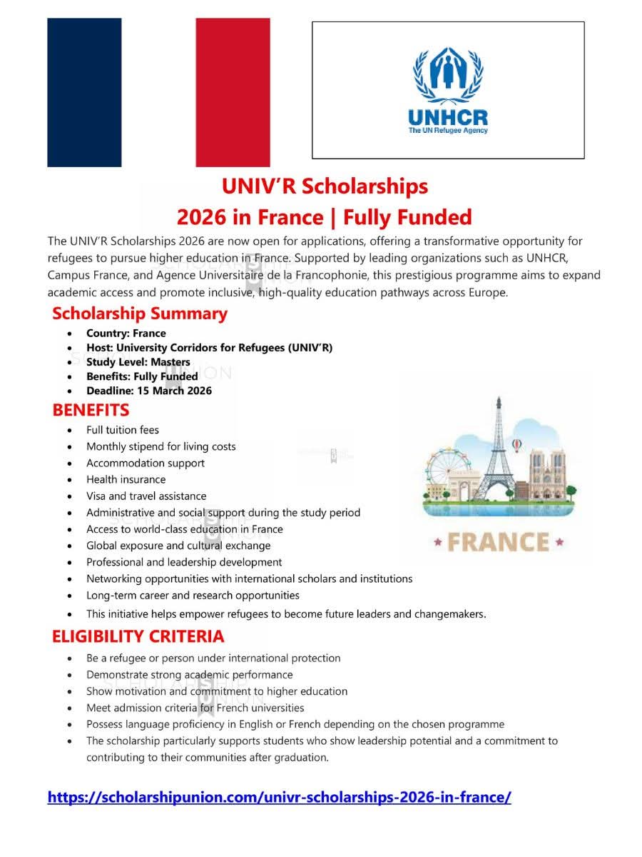 UNIV’R Scholarships 2026 in France