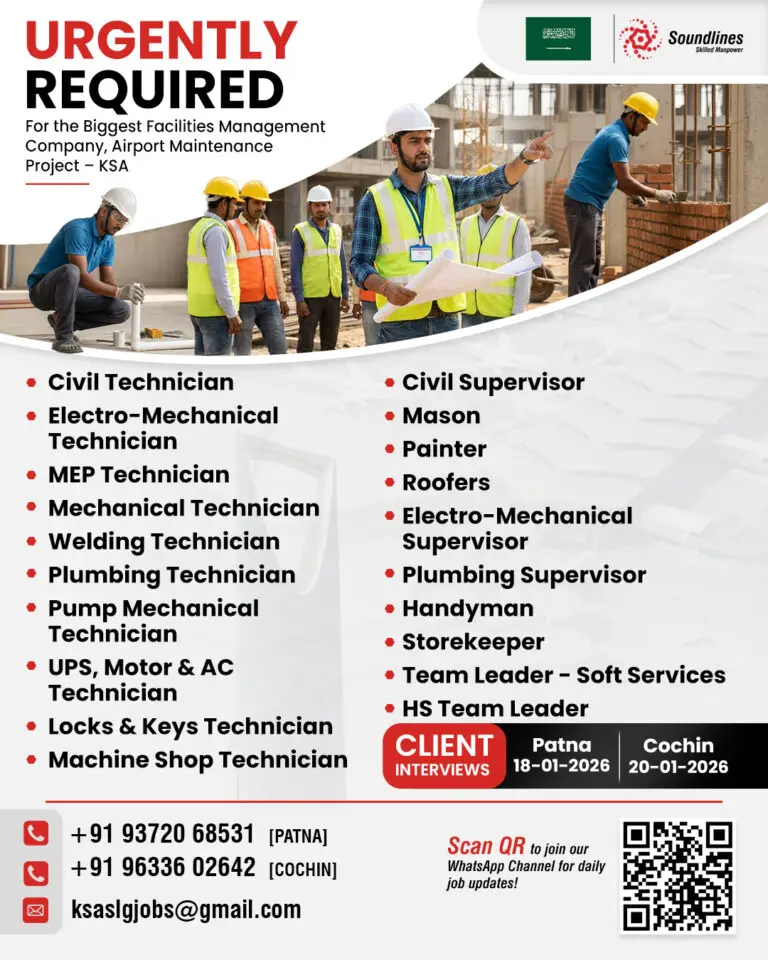 Urgent Hiring: Facilities Management & Airport Maintenance Project – Saudi Arabia