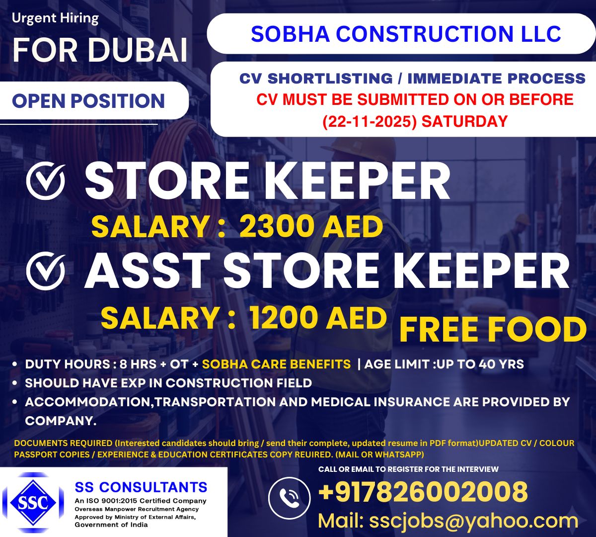URGENT HIRING FOR DUBAI