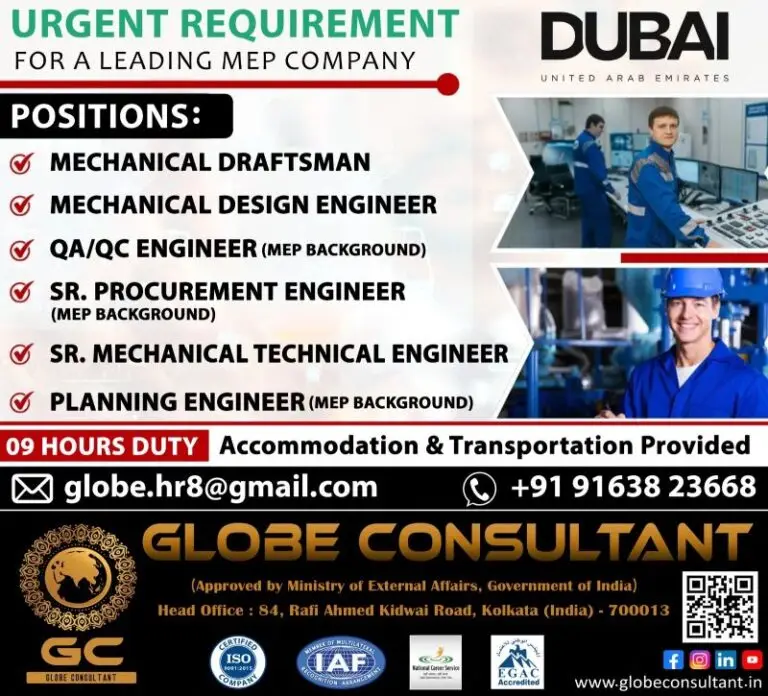 Urgent Hiring for Leading MEP Company - Dubai